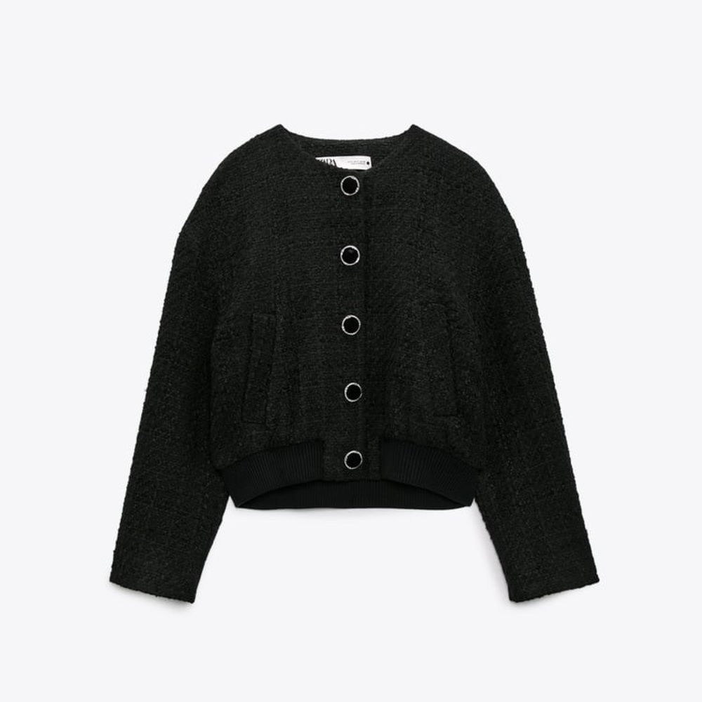 Zara Textured Button Bomber - image 1
